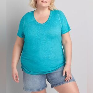 Lane Bryant - Short Sleeve V neck Side Ruched Tee